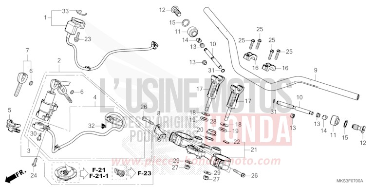 ROHRGRIFF/OBERE BRUECKE von Africa Twin DCT PEARL GLARE WHITE (NHB53H) von 2020